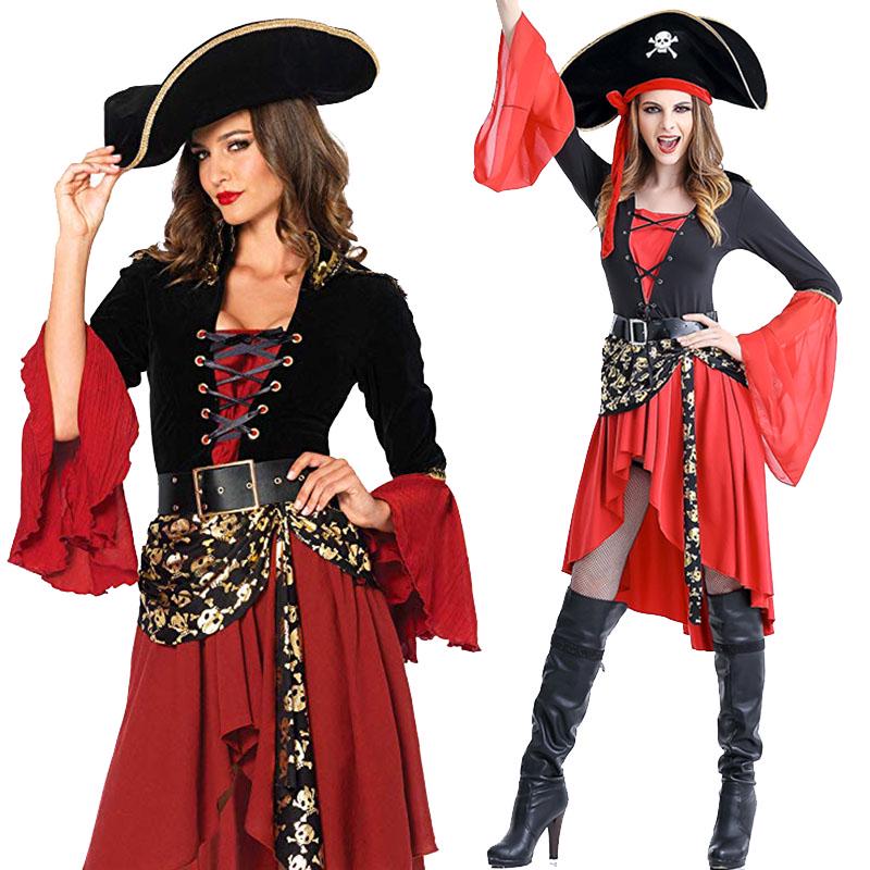 Взрослый женский пиратский костюм Хэллоуин Карнавальные костюмы Фантазийное платье Фэнси