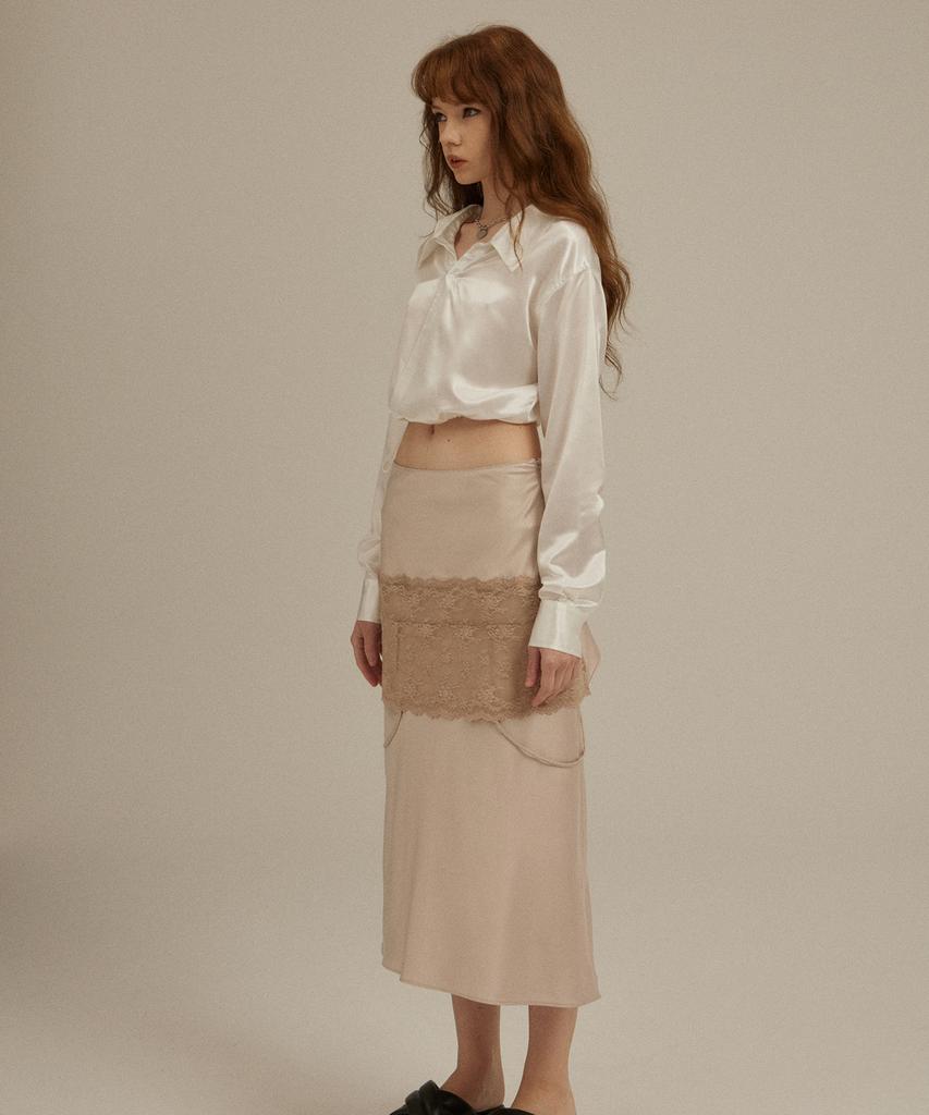 ULKIN [Runway] Розовая атласная юбка-миди