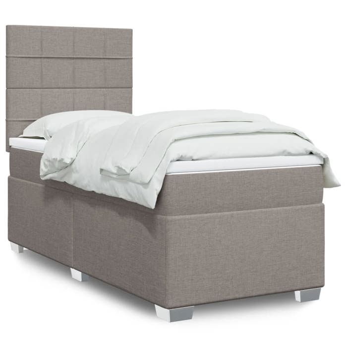 Maison Exclusive - Sommier à lattes de lit avec matelas Taupe 100x200 cm Tissu