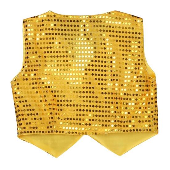 Kids Boys Girls Sequins Jazz Dance Show Vest Waistcoat Hip-Hop Costumes