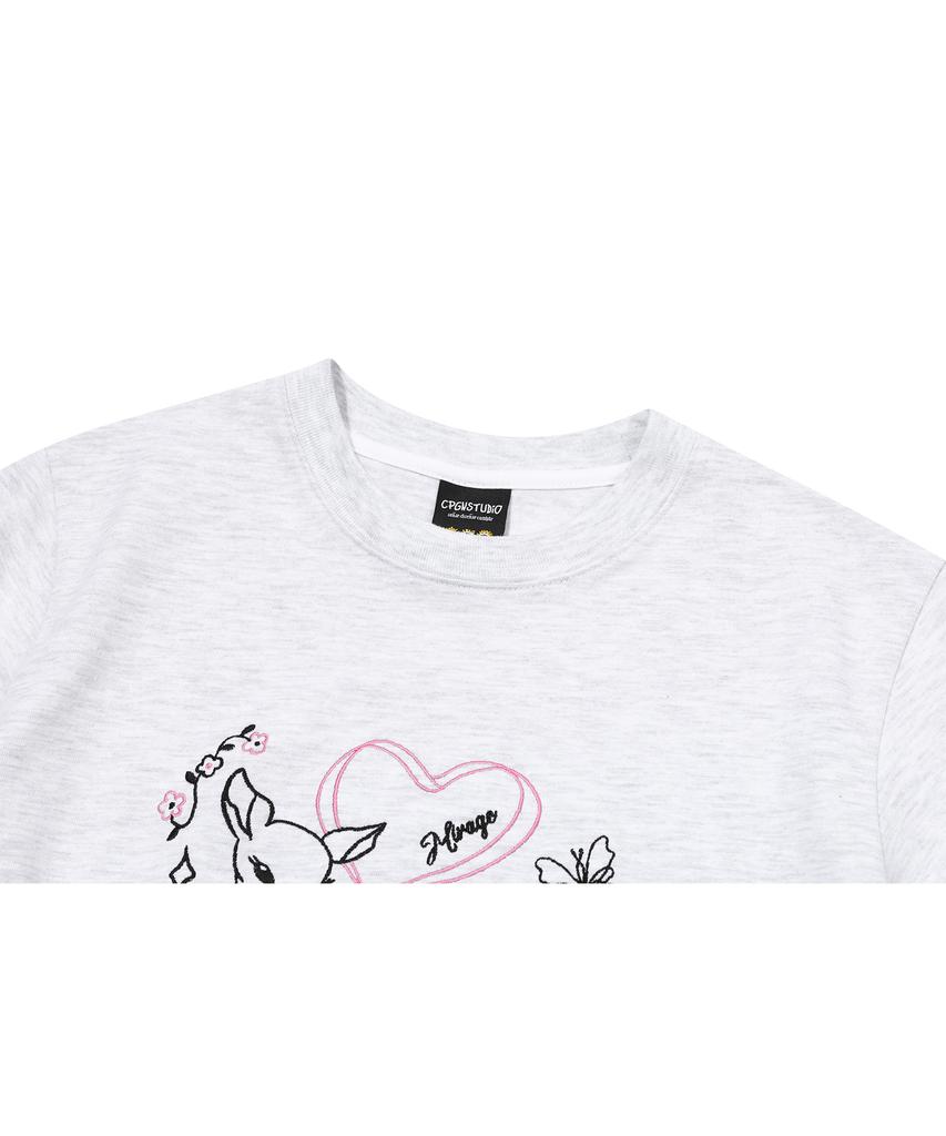 CPGN STUDIO Футболка с коротким рукавом Dear Bloom Crop Меланжевый белый