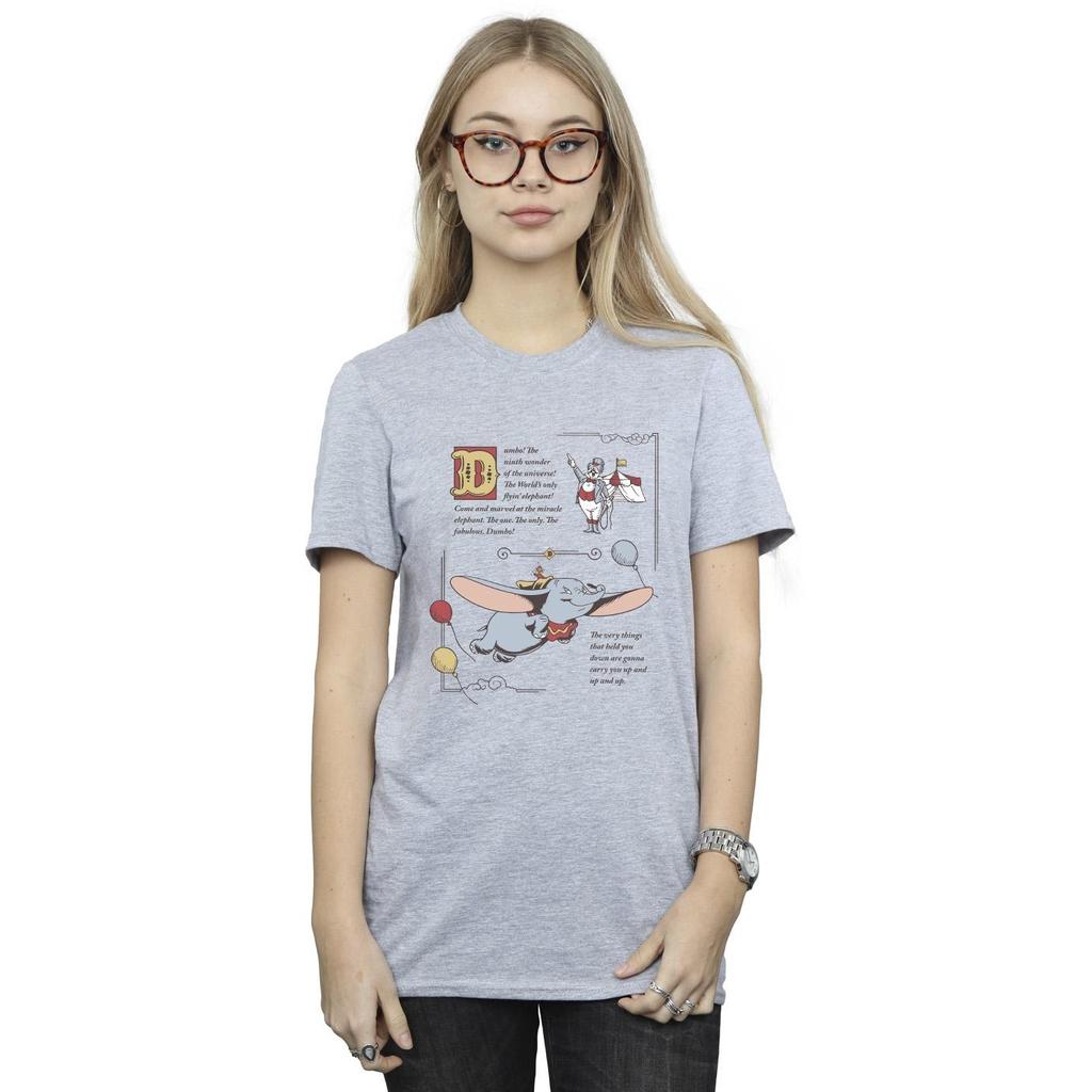 Disney Womens/Ladies Dumbo Story Book Page Cotton Boyfriend T-Shirt