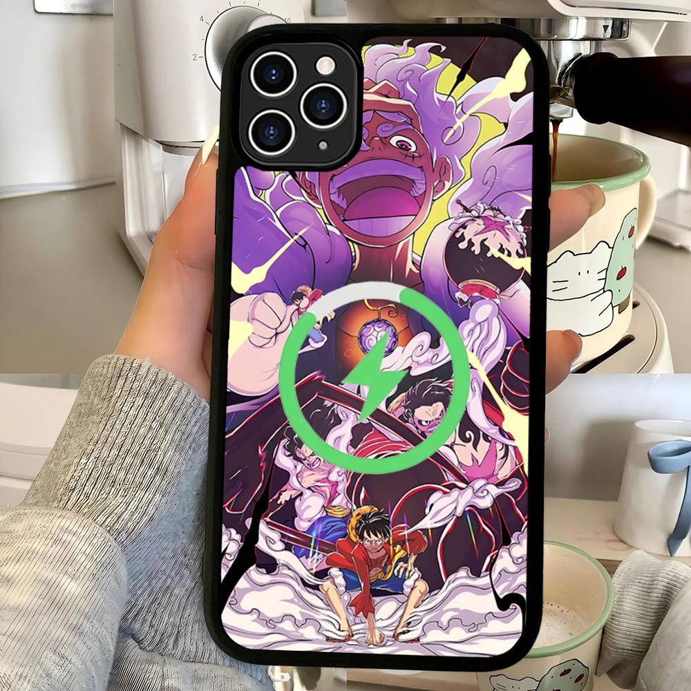 Cartoon Ones P-Piece Luffys-Ace Magnetic Matte Phone Case For IPhone 16 17 15 14 13 12 11 For Magsafe Wireless Charge Cover