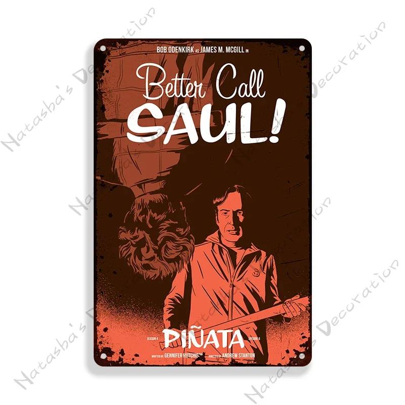 Классическое ТВ Лучше позвоните Солу Декоративная тарелка Металлическая тарелка Винтажная металлическая жестяная вывеска Ретро постер Табличка Настенный индустриальный декор