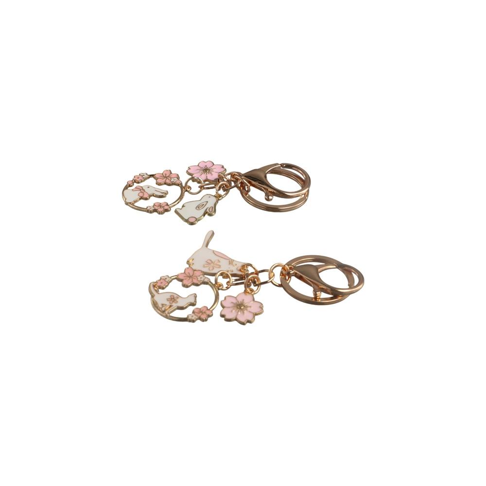 Ornaments Key Accessories Headset Pendant Rabbit Cat Keychain Key Rings Pink Sakura Bag Pendants