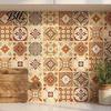 Floral Tile Stickers for Cabinets 3Pcs 2D Retro Stickers, Self-Adhesive Waterproof Oil Proof Wall Easy Apply Tiles Renters Decals, Peel & Stick