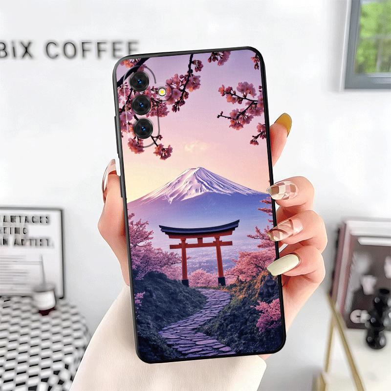 Японский Розовый Вишневый Гора Фудзи Мягкий Чехол для Телефона для Samsung A17 A37 A57 A16 A26 A36 A56 A15 A25 A35 A55 A14 A24 A34 A54 A13 A23