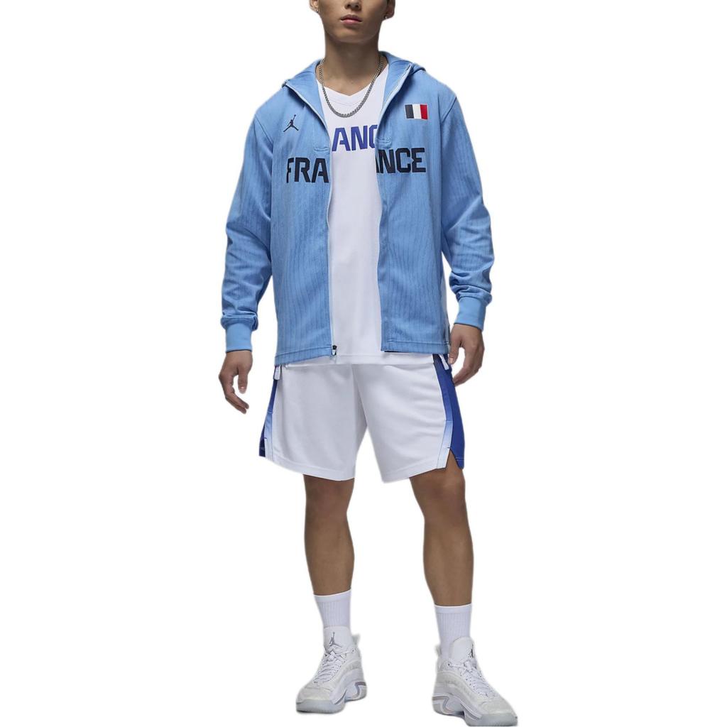 Jordan Худи на молнии для баскетбола Dri-FIT ADV с удобным принтом букв Мужские куртки Небесно-голубой Обсидиан FZ1627-441