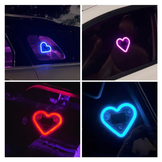 Yousheng Светодиодная неоновая лампа в форме сердца на солнечной батарее для окна автомобиля, беспроводная автоматическая атмосферная лампа, 5 режимов, украшение салона автомобиля с присосками