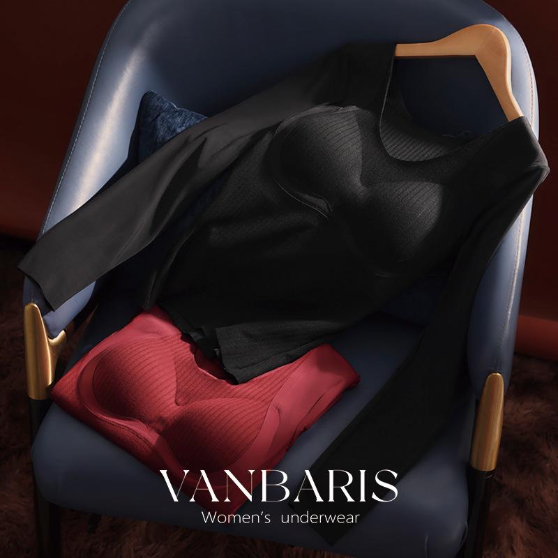 VANBARIS Women's Plus Size Warm Fleece Base Layer Top with Chest Pads