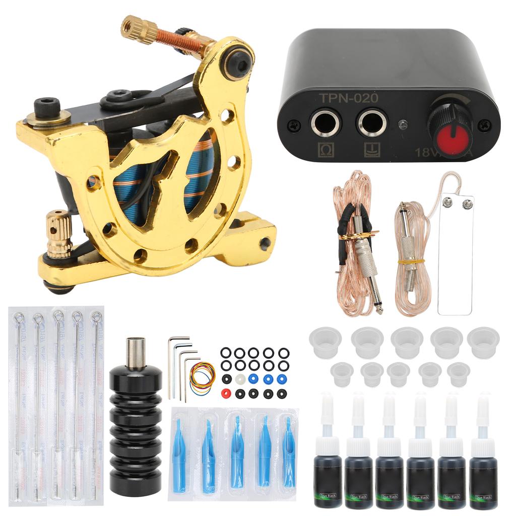 Полный комплект для татуировки Блок питания для татуировки Клип-шнур Педаль Ручка Игла Катушка для татуировки Машинка
