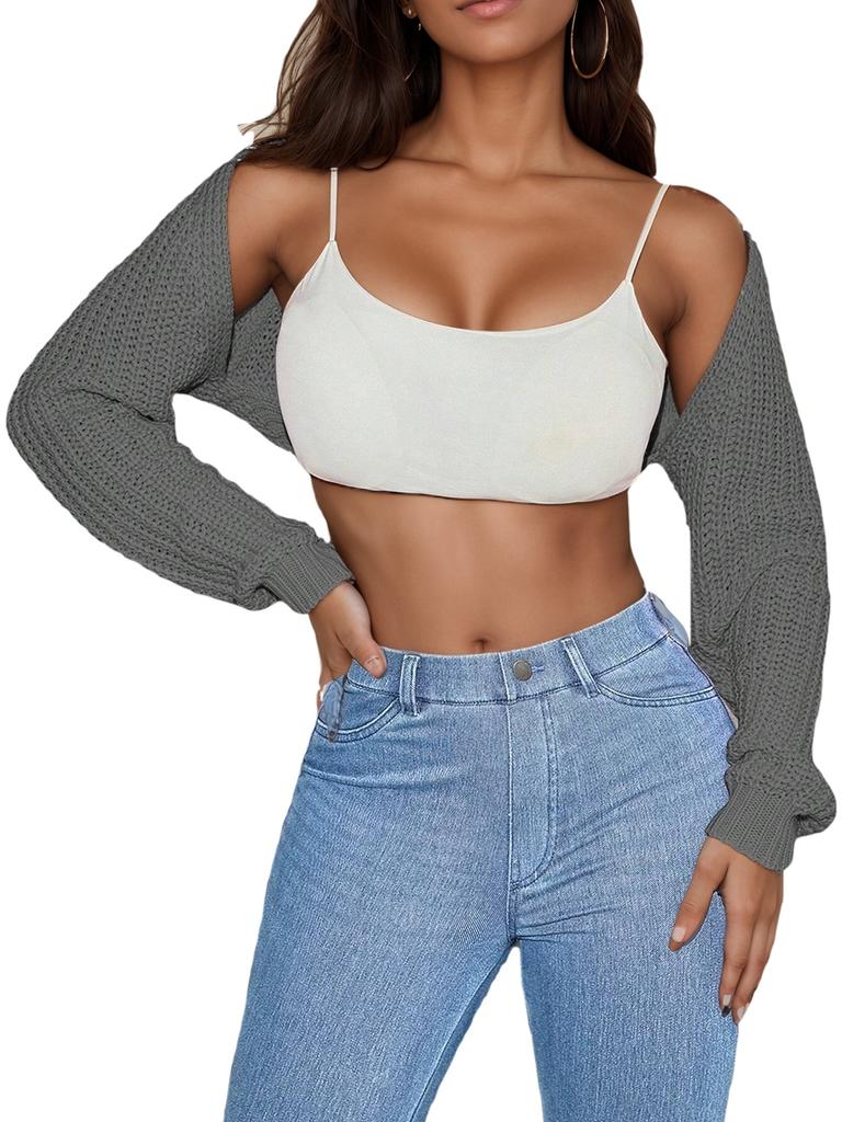 Rose Beauty A Y2K Street Daily Casual Batwing Sleeve Shrug Crop Cardigan Open Front Coat