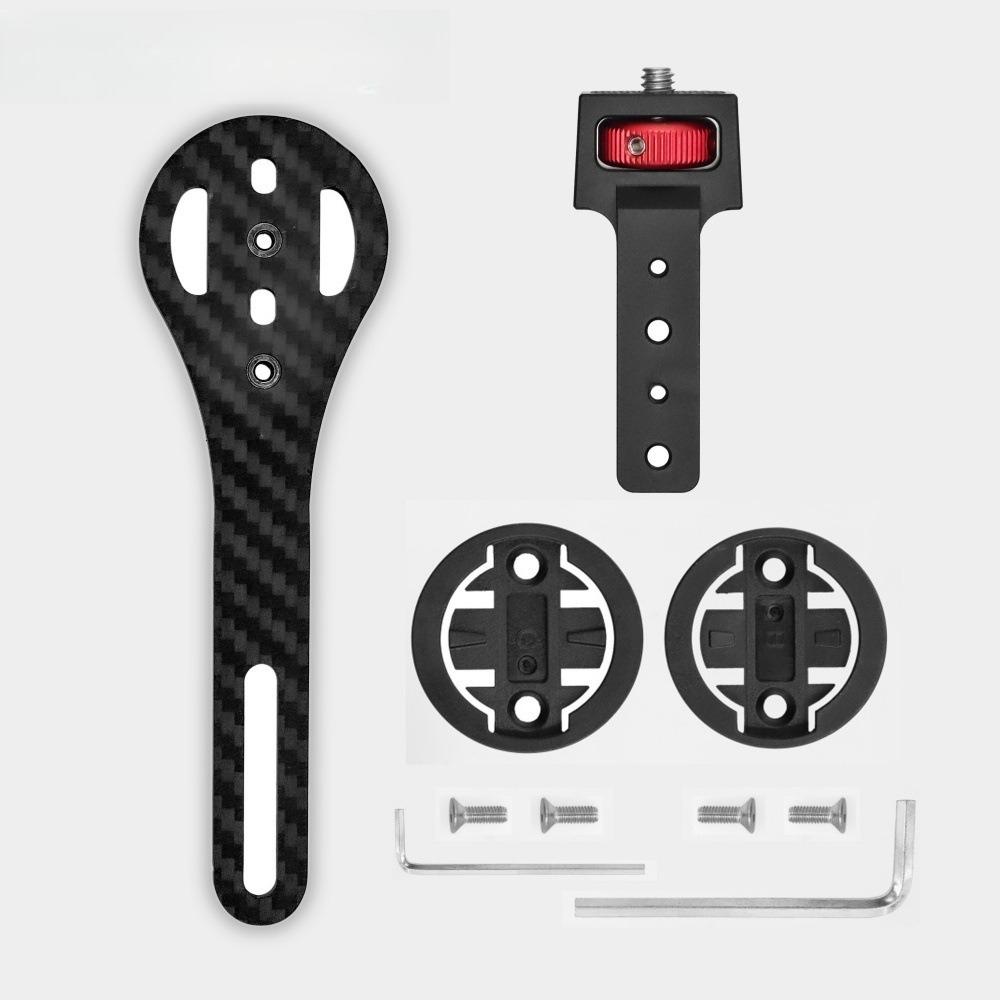 T800 Carbon Fiber Integrated Bike Computer Mount 1/4 Interface for Garmin Wahoo Bryton Insta360 X3 X4 Action Camera Holder