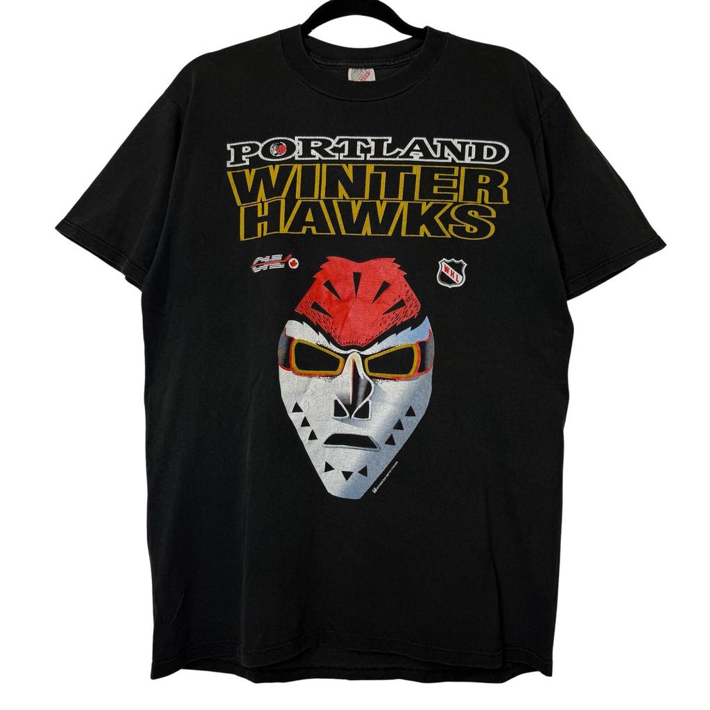 90s Portland Winter Hawks WHL Hockey T shirt Sz L (B2821)