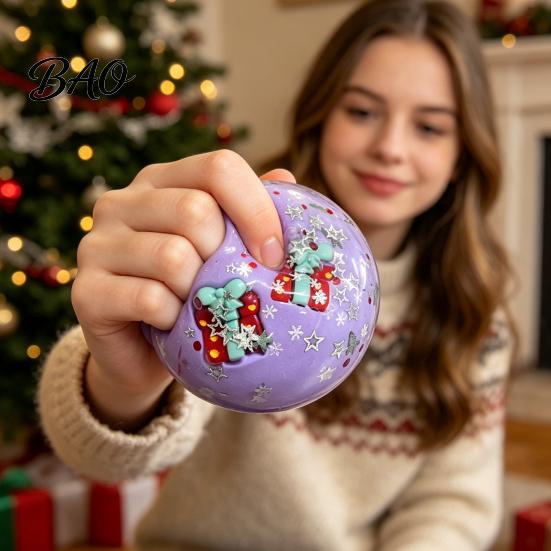 Anxiety Relief Squeezable Ball 1/4Pcs Christmas Stress Fidget Toy, Ball, Xmas Elastic Theme Sensory Party Favors for Adults and Kids Squeeze Toy