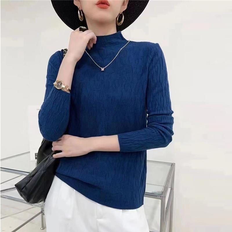 Однотонные свитера с высоким воротником, пуловеры, женские топы, мода 2024 года, осенний свитер с длинным рукавом, облегающий зимний трикотаж, одежда 28645