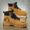 Men's High-Top Leather Boots - Autumn Breathable, Korean Style, Thick Sole, Versatile Hiking Shoes