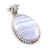 Подвеска из натурального голубого кружевного агата из стерлингового серебра 925 пробы 1,7 дюйма T7Q26