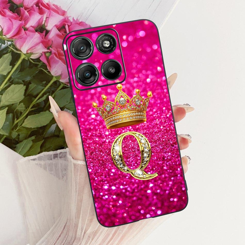 For Motorola Moto G17 Crown Letter Phone Case For Motorola MotoG17 G17 Power XT2623 Black Silicone Soft Cases Bumpers