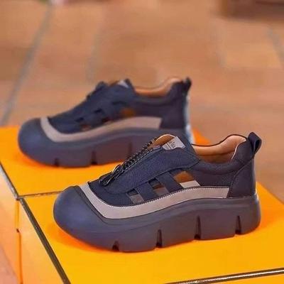 Босоножки Баотоу женские новые 2025 для улицы осенние на толстой подошве с мягкой подошвой с мягким верхом удобные и дышащие одинарные туфли с перфорацией