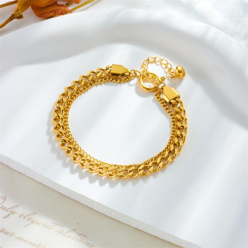 Двухслойный браслет-цепочка curb с позолотой, изящная регулируемая Miami Cuban Link для женщин, модные уличные украшения