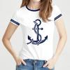 Summer New Women's 3D Printed Boat Anchor T-shirt Top Plus Size Women's T-shirt Round Neck Women's Fashion Short Sleeves