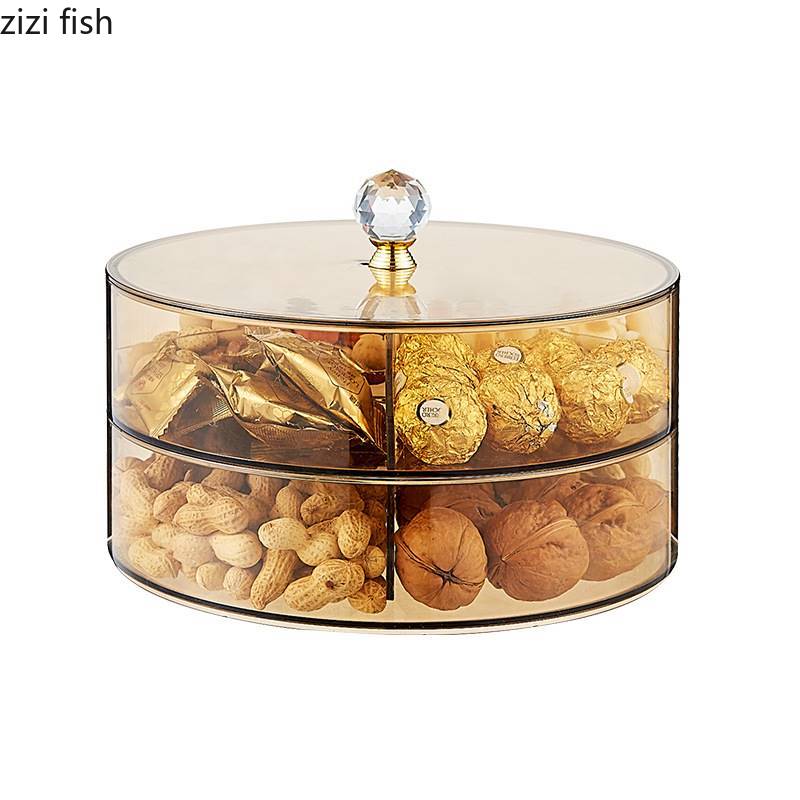 Plastic Fruit Trays Multi Grid Nuts Dried Fruit Storage Trays with Lids Sugar Boxes Household Snack Candy Containers Decoration