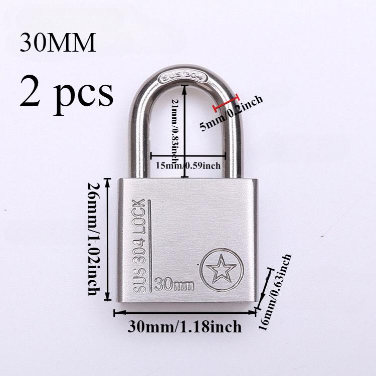 2/4 Pcs Padlock 304 Stainless Steel, Universal Key Lock, Home Cabinet Locker Outdoor Anti-theft Anti-skid Waterproof, Hardware
