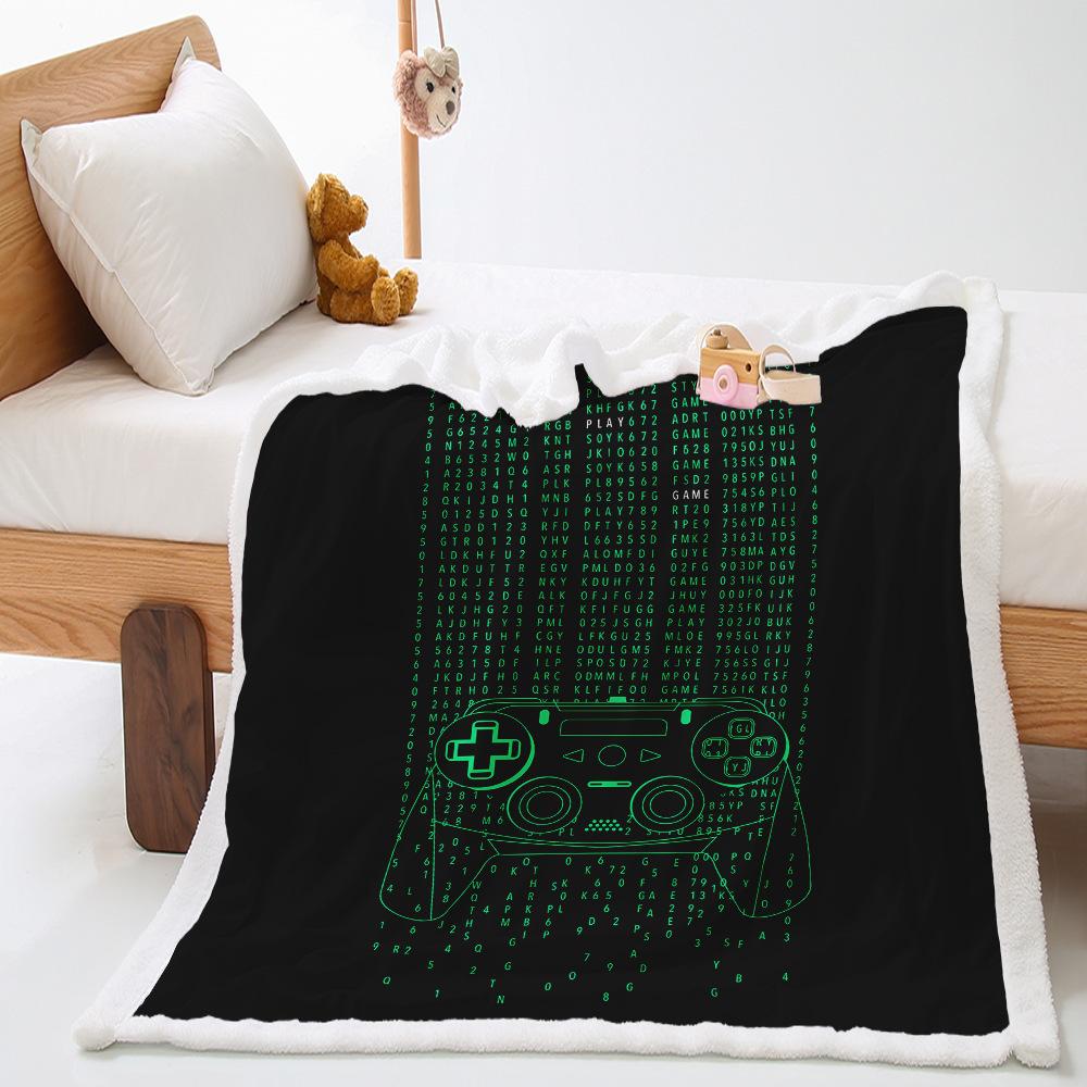 Game console model 2D digital printing thickened lamb wool crystal fleece blanket one piece