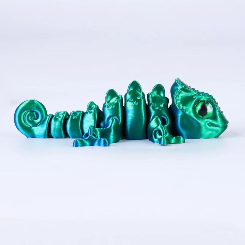 3D Printed Chameleon Lizard Toy - Articulated Flexible Joints, Stress Relief Fidget Toy, Cool Desk Decor for Home & Office