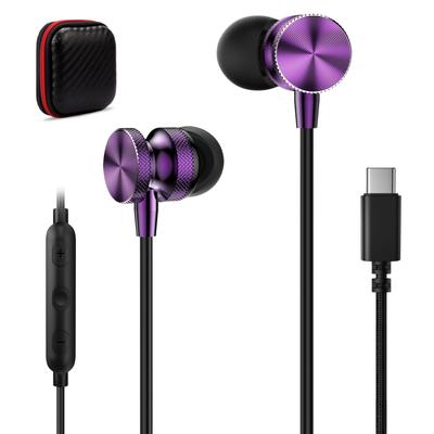 Проводные наушники с ЦАП Hi-Fi звук Совместимы с iPhone Pro iPad Air Mini 10-го поколения Google и другими Магнитные Глубокий шум Фиолетовый Type-C Микрофон, встроенный
