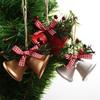 1PC Christmas Bells With Cherry Branches Bow Beautiful Metal Jingle Bells Tree Hanging Decor Festival DIY Crafts Party Supplies