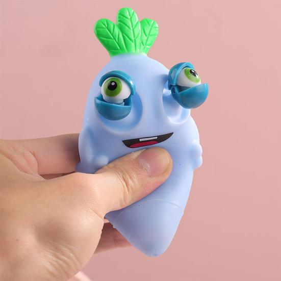 Popping Eye Carrot Squeeze Toy Anxiety Stress Relief Simulation Carrot Sensory Pinch Toy Kids Adults Cartoon Vegetable Fidget Toy