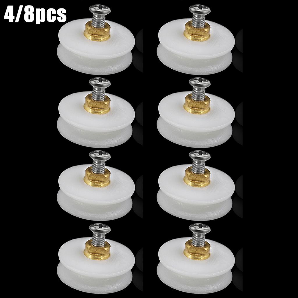 22-мм ролики для душевой двери с канавкой и металлическими винтами - набор из 4 или 8 штук