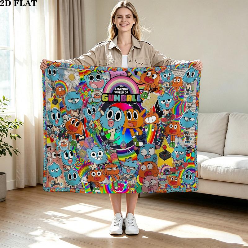 The Amazing World of Gumball Print Flannel Blanket High Quality Warm Comfortable Cover for All Seasons Perfect for Gifts Home Decor