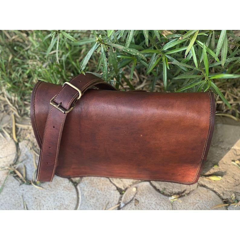 Leather Messenger Bull Hide Bag Satchel Bag Cross Body Laptop Messenger Shoulder Bag For Men & Women