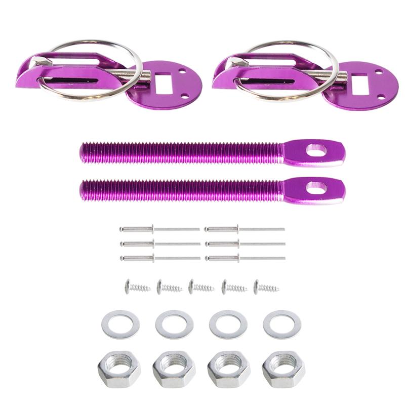 Hood Pin Kit, Universal Bonnet Hood Pins Lock Latch Kit Aluminum Racing Latch Catch Pin Key Locking Kit Car Accessories Replace