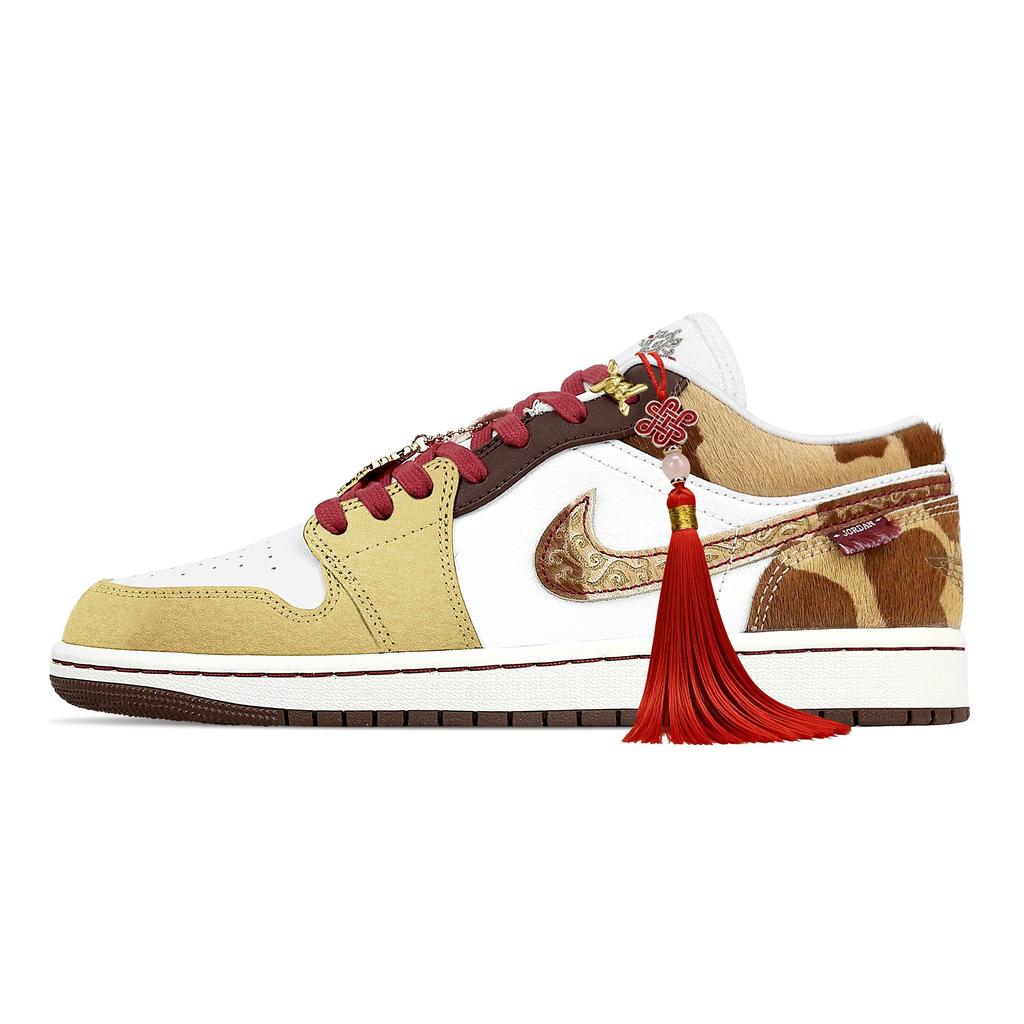 Jordan Air Jordan 1 Instant Prosperity, Heart Box Abrasion Resistant Low top Vintage Basketball Shoes Men's Tan IQ5321-121(Team529--)
