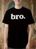 Хлопковая футболка с принтом 'Bro.' - Черная футболка с круглым вырезом