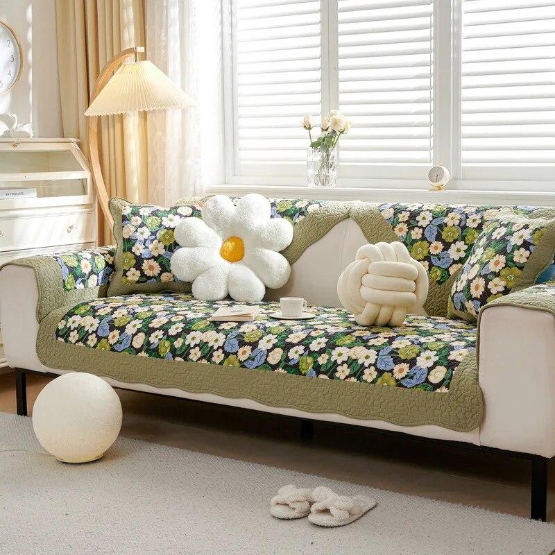 Чехол для дивана из чистой хлопчатобумажной ткани для гостиной, нескользящий чехол для дивана, универсальный чехол для четырех сезонов, коврик для дивана, подушка для дивана с принтом