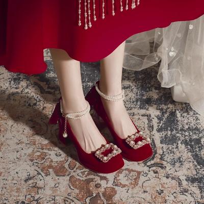 Модные французские каблуки квадратный носок 2025 новые туфли Мэри Джейн для девочек с открытым носком