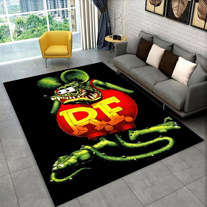 3D Мультяшный Автомобиль Rat Fink Гонки Мото Сигнал Ковер Коврик для Спальни Гостиной Дивана Прихожей Домашний Декор, Ковер для Игровой Зоны Детей Нескользящий