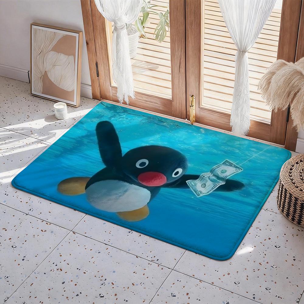Animal P Penguin Floor Mat Eco Flannel Doormat Non Slip Odorless Indoor Floor Rug Soft Short Plush Home Mat