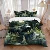 3pcs Two Wolves in the Forest Printed Quilt Set - Includes 1 Quilt Cover and 2 Pillowcases, Machine Washable - Suitable for All Seasons.J088