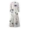 Women's Fashion Casual Print Round Neck 3/4 Sleeve Loose Pocket Dress