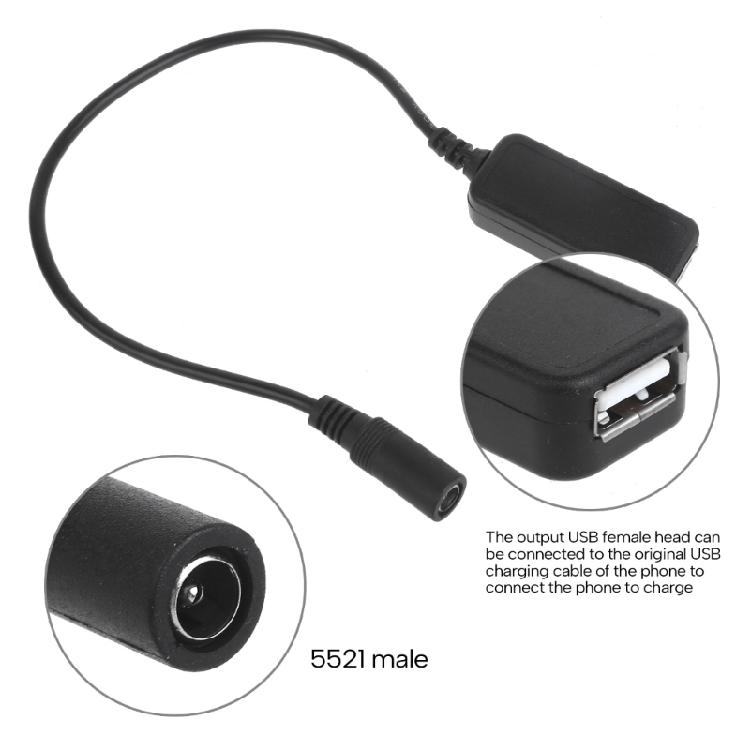 Кабель питания и зарядки 5.5x2.1 мм (мама) на USB Type A, 6V-30V на 5V для динамика