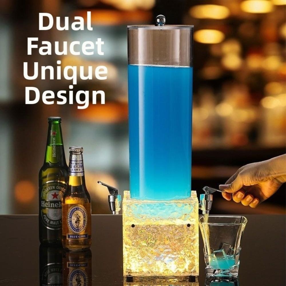 Acrylic LED Luminous Beer Tower Unbreakable Juice Dispenser with Tap Home Office
