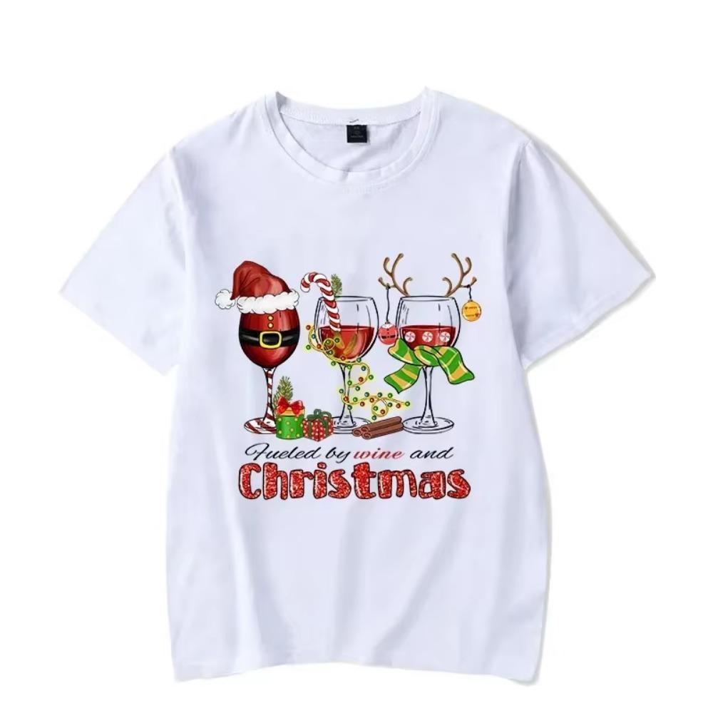 Рождественские огни Вино Футболки Мужская футболка Рождественская футболка С Новым годом Футболка Рождественские футболки Мода Харадзюку Мужская рубашка Топы