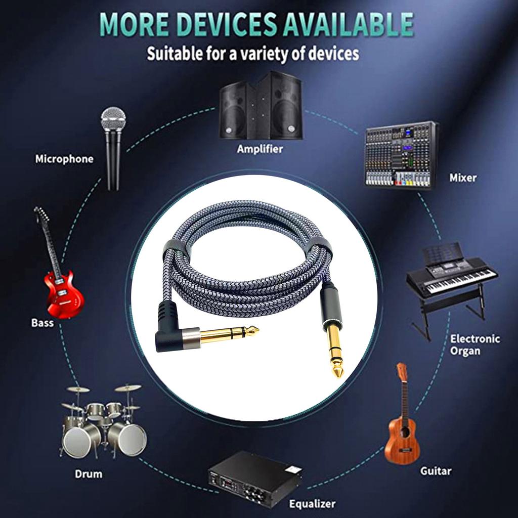 Кабель для гитары 6,35 мм на 6,35 мм 1 м или 2 м Профессиональный медный провод Аудиокабель Разъемы Инструментальный кабель для электрогитары