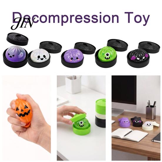 Steamed Bun Sensory Toy Halloween Dumpling Squeeze with Steamer Box, Pumpkin Ghost Bat Stress Relief for Relief, Party Favors Kids